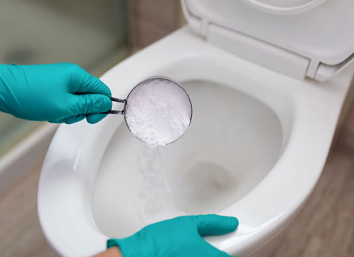 Produto químico desentupidor usado com cautela no vaso